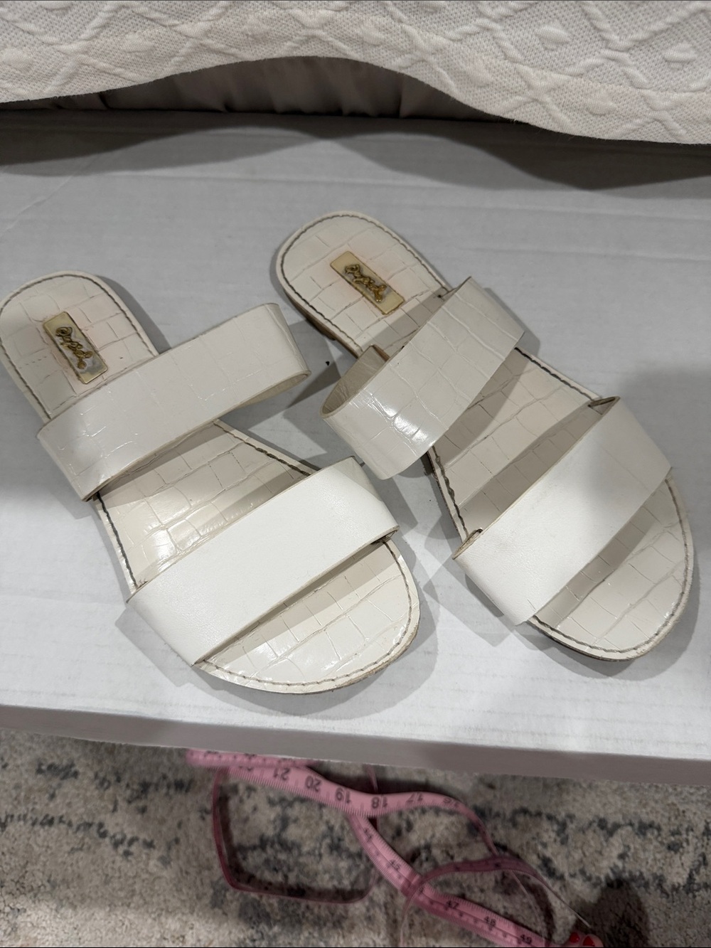 Women's White Double-Strap Slide Sandals - 8